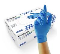 Unigloves Unicare Nitrile Examination Gloves - Multipurpose, Powder Free, Medical Grade Disposable Gloves - Box of 200 Gloves, Blue, Medium (GS0043)