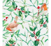 UniGoos Watercolor Green Plant Leaves with Robin Birds Peel and Stick Wallpaper Self-Adhesive Branch Temporary Wall Paper Colorful Removable Contact Paper for Cabinet DIY Decor 17.7" x 118.1"