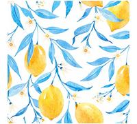 UniGoos Watercolor Yellow Lemons Peel and Stick Wallpaper Blue Leaves Vinyl Removable Self-Adhesive Wall Paper Roll White Floral Decorative Contact Paper for Living Room Cabinet DIY Decor 17.7" x118"