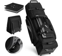 UNIHIMAL Soft-Sided Golf Travel Bag Cover with Wheels, 1680D Material with Padded Head and Leather Accents, Foldable Travel Golf Bags for Airlines