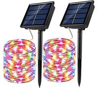 Unihoh Solar String Lights, Multicolor, 2 Pack 100 LED 33 ft | 8 Modes, Copper Wire, Waterproof, Outdoor, Garden Patio Gate Yard Party Wedding