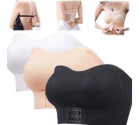 UNIHPY Breezypush-Breathable Non-slip Strapless Front Buckle Push-Up Bra, Strapless Pushup Bras Front Buckle Lift Bra (3pcs,M)