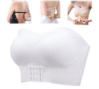 UNIHPY Breezypush-Breathable Non-slip Strapless Front Buckle Push-Up Bra, Strapless Pushup Bras Front Buckle Lift Bra (White,2XL)