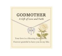 Unijew Angel Wing Cross Necklace Godmother Proposal Gift for Baptism and Godparent Celebration
