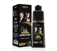 UNIK Care Hair Dye Shampoo Black 400ml - 3-in-1 Hair Color, Shampoo & Conditioner - Long-Lasting Natural Hair Color for Men & Women - Covers Grey Hair Instantly - Ammonia-Free