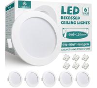 Unikcst 6X Recessed Ceiling Lights 9W Ultra Thin LED Downlights for Ceiling 240V 720lm Bright Spot Light Round Warm White 3000K Spotlights for Living Room Bedroom Kitchen