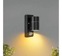 Unikcst Dawn to Dusk Outdoor Wall Lights Mains Powered IP44 Black Outside Light with Sensor 240V for Front Door Porch - Incl. 1X 5W GU10 LED Warm White Bulb