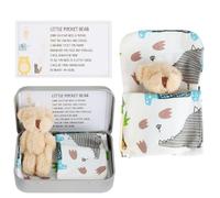 Unikeen Small Teddy Bear Hug in a Tin Box, Mini Plushie Pocket Hug Token