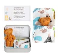 Unikeen Small Teddy Bear Hug in a Tin Box, Mini Plushie Pocket Hug Token