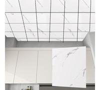 Unikicool Ceiling Tiles Panels Coving,Drop Ceiling Tiles,Decorations Ceilings Covering Waterproof,2mm Thick Peel And Stick,Cutting,for Kitchen,Dining Room,Bathroom,Laundry Room,Studio,Office