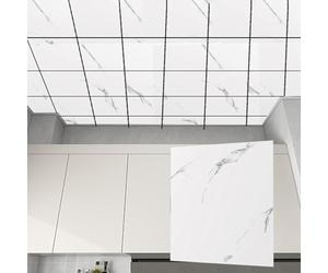 Unikicool Ceiling Tiles Panels Coving,Drop Ceiling Tiles,Decorations Ceilings Covering Waterproof,2mm Thick Peel And Stick,Cutting,for Kitchen,Dining Room,Bathroom,Laundry Room,Studio,Office