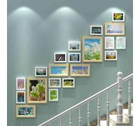 Unikicool Combination Photo Frame,Gallery Wall Frames Set,Staircase Wood Collage Picture Frames,Easy To Install,Protected From Dust,Solid Wood Frame,Suitable For Living Rooms And Galleries