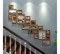 Unikicool Combination Photo Frame,Gallery Wall Frames Set,Staircase Wood Collage Picture Frames,Easy To Install,Protected From Dust,Solid Wood Frame,Suitable For Living Rooms And Galleries