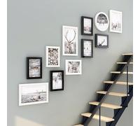 Unikicool Stairs Decor Photo Frames, 11pcs Set, Modern Collage Wall Frame, Glass Protection, Traceless Nail Installation, Suitable For Gallery, Living Room, Staircase Decoration