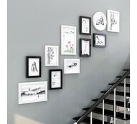 Unikicool Stairs Decor Photo Frames,Photo Frame Set,Photo Frame Collage Set Wall Frame,Decorate Space,Can Store Photos,Smooth Touch,Suitable For Gallery,Living Room,Staircase Decoration