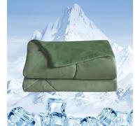 UNIKOME Cooling Blanket 150 x 200 cm, Double-Sided Summer Blanket for Summer, Lightweight Cooling Duvet for People, Cooling Blankets for Sleeping Cooling Blanket Washable, Oeko-Tex (Green)