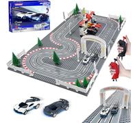 UNIKONIO Slot Cars Race Track Sets, 1:87 Block Building Slot Toy Race Set, 2 Controllers 2 Cars, Adjustable Speed, Dual Racing, Christmas Halloween Toys Gifts - 07