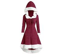 unilarinna Miss Santa Fleece Costume, Red with Cape, Belt & Hat, Adult Christmas Fancy Dress, Santa Dress Up Costume Christmas Costume Fancy Dress for Women Costumes for Adults Clothes Women Party