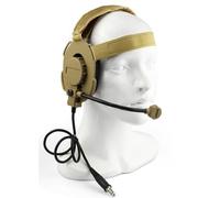 Unilateral Tactical Headset for Airsoft Walkie-Talkie Compatible with NATO Plug(Brown)