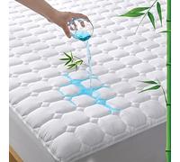 UNILIBRA King Mattress Protector Waterproof Rayon from Bamboo, Deep Pocket Mattress Pad Cover Fit up to 6''-21'', Breathable Soft Filling Quilted Fitted Mattress Topper