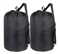 UniLiGis 2 Pack Washable Laundry Bag with Strap, Laundry Backpack with Drawstring, Combined Use of Laundry Basket or Clothes Hamper, Can Hold 3 Loads of Laundry for Travel Dorm College, Black