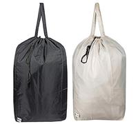 UniLiGis Washable Travel Laundry Bag with Handles and Drawstring, Heavy Duty Large Enough to Hold 3 Loads of Laundry, Fit a Laundry Basket or Clothes Hamper, 27.5x34.5 in, Beige and Black