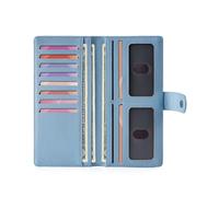 Unilily Slim Wallet Women RFID Blocking Vegan Leather Bifold Clutch Wallet Credit Card Holder with 2 ID Windows & Zip Pocket, Kashmir Blue, Classic