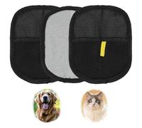 unillea 3PCS Static Removal Gloves Pet Hair, Double Sided Pet Grooming, Static Removal Gloves, Pet Grooming Gloves Dog Washing Gloves for Pet Hair on Clothes Carpet Sofa