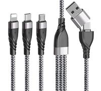 Unillous Multi Charger Cable, USB A/USB C Multi Charging Cable 5 in 1 Nylon Braided Fast Charge with iP Micro USB Type C Connector for Android Samsung, Huawei, Nokia, LG, Kindle, PS5