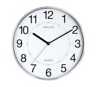 Unilux Wall Clock Aria - 30.5 cm Quartz, Dual Display, High-Visibility Dial, Glass Front, Metal Grey