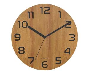 Unilux Bali Palma Modern Wall Clock Bamboo Dial 30 cm No Ticking