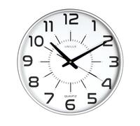 Unilux Maxi Pop Desk Clock Quartz System Silent and Readable up to 150 m Diameter Metal Grey, Plastic Glass, Diamètre 37.5 cm