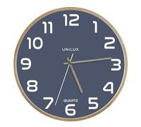 Unilux Modern Wooden Frame Wall Clock Baltic Blue Dial 31 cm No Ticking