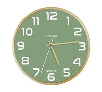 Unilux Modern Wooden Frame Wall Clock Baltic Green Dial 31 cm No Ticking