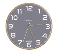 Unilux Modern Wooden Frame Wall Clock Baltic Grey Dial 31 cm No Ticking