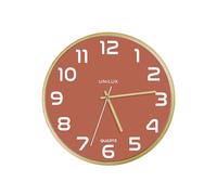 Unilux Modern Wooden Frame Wall Clock Baltic Red Dial 31 cm No Ticking