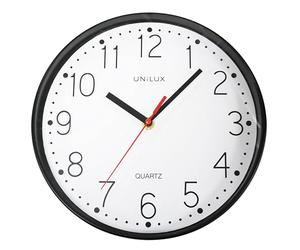 Unilux Nessy Wall Clock, Quartz Movement, Diameter 25 cm, Modern Minimalist Design, Black