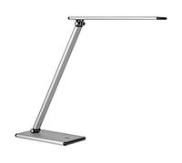 Unilux Terra 5W LED Home Office Desk Lamp, Edge LED Technologoy with 4-Step Tactile Dimmer, Double Articulation, Recyclable Aluminum, Metal Grey and Black