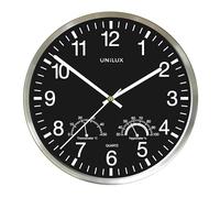 Unilux WETTY Wall Clock Metal Grey Diameter 30 cm Quartz Movement Silent Sweeping Hands with Battery