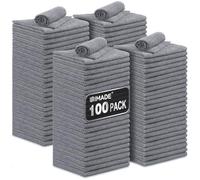 UNIMADE Microfibre Cleaning Cloth, 100 Pack Microfibre Towels for Cars | Commercial Grade Work Rags Bulk Detailing Cloth for Automotive Bar Mechanic Garage Housekeeping, 11.5"x 11.5", Grey