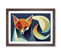 Unimaginable Abstract Fox H1022 Framed Print for Living Room Bedroom Home Office Décor, Wall Art Picture Ready to Hang, Walnut A3 Frame (46 x 34 cm)
