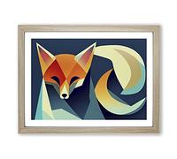 Unimaginable Abstract Fox H1022 Framed Print for Living Room Bedroom Home Office Décor, Wall Art Picture Ready to Hang, Oak A3 Frame (46 x 34 cm)