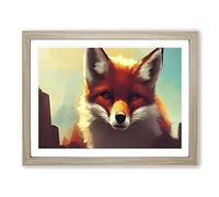 Unimaginable Fox H1022 Framed Print for Living Room Bedroom Home Office Décor, Wall Art Picture Ready to Hang, Oak A2 Frame (64 x 46 cm)