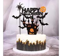 Unimall 8Pcs Cake Toppers - Bat House & Happy Halloween Decorations for Party Favors