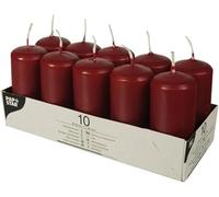 UniMark Pack of 10 Unscented Pillar Candles, 90×40 mm Paraffin Wax Decorative Candles for Home, Events & Church (Burgundy)