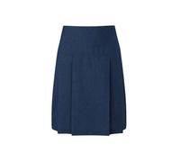 UniMark Pack of 2 Double Pleated School Skirts for Girls | High Waisted Elastic Waistband Plain Double Pleated School Skirt for Kids Girls (13 Years, Navy Blue)