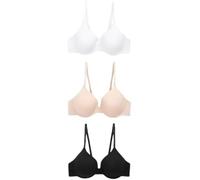 UniMark Pack of 3 White/Black/Nude Full Cup Coverage Smoothing T-Shirt Bras for Women | Underwired Padded Bra | Classic T Shirt Bras for Women UK Size 32B-40DD (32D)