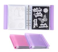 UNIMEIX 24 Pcs Magnetic Sheets for Die Storage with Purple and Pink Binder Covers, 2-in-1 Stamp and Die Storage Pockets Storage for Card Making Supplies(0.8 mm Thickness)