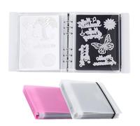 UNIMEIX 24 Pcs Magnetic Sheets for Die Storage with Transparent and Pink Binder Covers, 2-in-1 Stamp and Die Storage Pockets Storage for Card Making Supplies(0.8 mm Thickness)