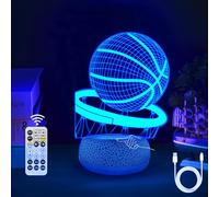 UNIMIW 3D Night Light for Kids - 16 Colors & Flashing Modes with Remote Control Opreated Dimmable - Basketball Player Decor - Christmas Birthday Gifts for Boys Girls Sport Fans (Basketball)